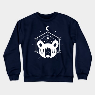 Moon Bear Geometric Design in White Crewneck Sweatshirt